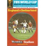 Football Vintage programme England v Switzerland World Cup Qualifying 19th Nov 1980 Wembley Stadium.