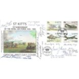 Battle of Britain Pilots multiple signed cover. St Kitts FDC 75th Anniv of the Royal Air Force