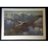 Battle of Britain 20x28 titled Flight of Freedom signed in pencil by the artist Rob Cross. Good