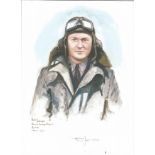 Plt Off Frank Joyce WW2 RAF Battle of Britain Pilot signed colour print 12 x 8 inch signed in