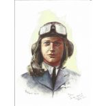 Plt Off Tom Neil WW2 RAF Battle of Britain Pilot signed colour print 12 x 8 inch signed in flying