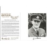 WW2 RAF Flt. Lt. Benjamin Bent Battle of Britain fighter pilot signed 6 x 4 inch b/w photo with