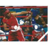 Boxing Mario Kindelan signed 8x6 colour photo pictured beating Amir Khan to Gold in 2004 Athens