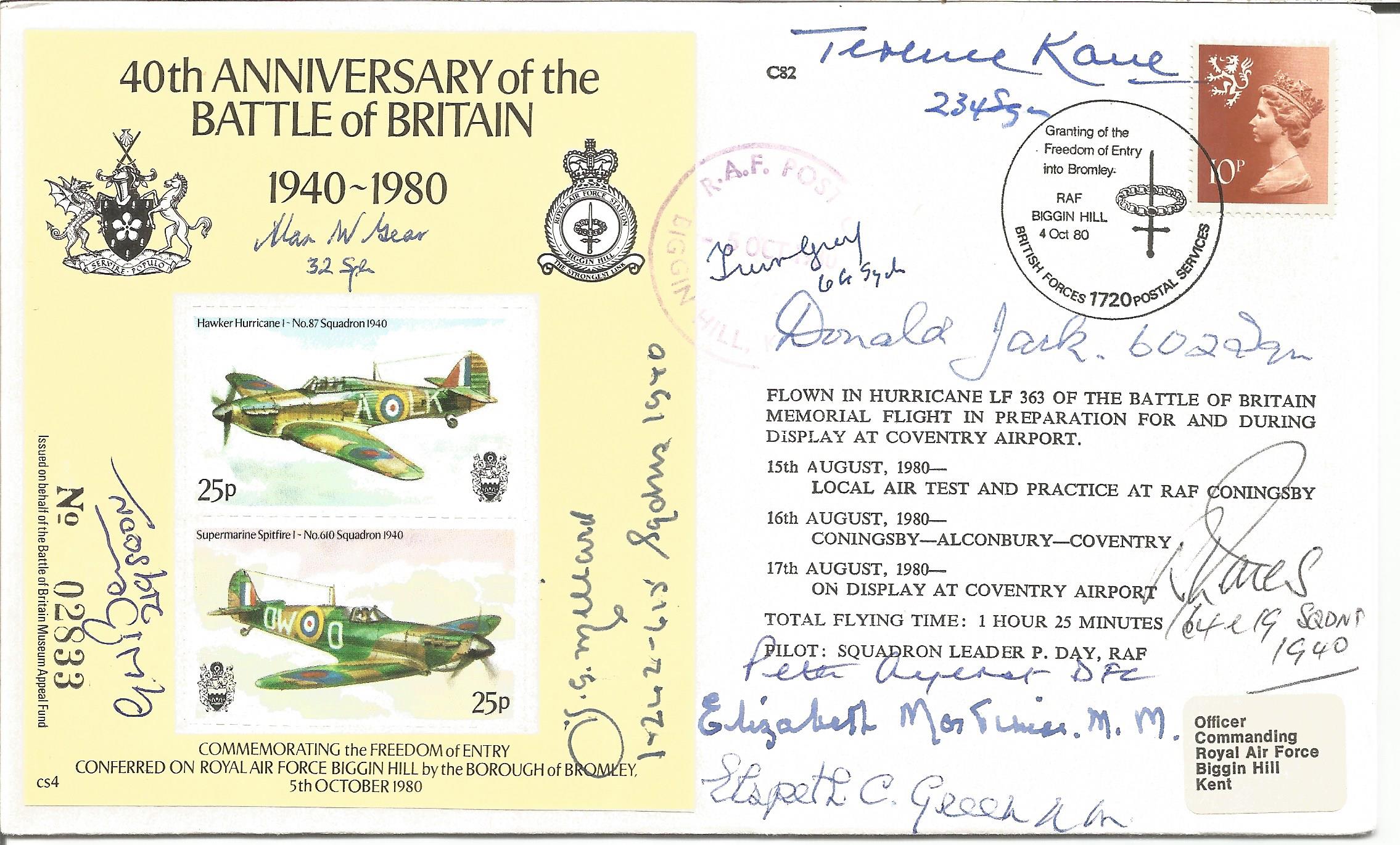 Battle of Britain Pilots multiple signed cover. 40th Anniv Battle of Britain Signed by 10 Pilots,