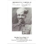 Havildar Umrao Singh VC signed Brooklet VC Card No 26. Gained the VC in the Kaladan Valley, Burma,