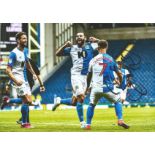 Football Bradley Johnson signed 12x8 colour photo pictured celebrating while playing for Blackburn