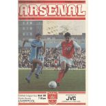 Football Vintage Programme Arsenal v Liverpool League Cup Fourth Round 1st Dec 1981 Highbury