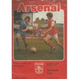 Football Vintage Programme Arsenal v Norwich City League Division One 28th April 1979 Highbury