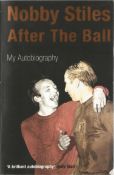 Football Nobby Stiles signed softback book titled After the Ball signature on the inside title page.