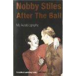 Football Nobby Stiles signed softback book titled After the Ball signature on the inside title page.