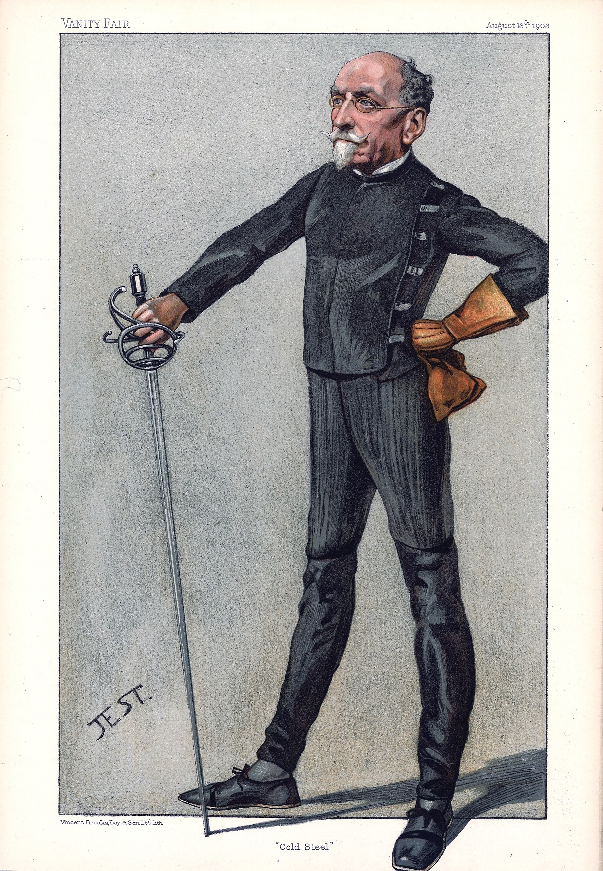 Vanity Fair Cold Steel 13/8/1903, Subject Captain Alfred Hutton , Vanity Fair print, These prints