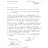 WW2 RAF Battle of Britain pilot Typed Letter Dated 2nd December 1975 Signed by J E Doran - Webb