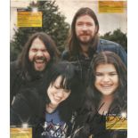 Romeo, Angela, Michele of The Magic Numbers signed colour magazine page, stuck to card. Good
