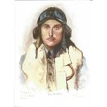 Plt Off William Walker WW2 RAF Battle of Britain Pilot signed colour print 12x8 inch signed in