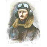 P/O Jocelyn George Power Millard WW2 RAF Battle of Britain Pilot signed colour print 12 x 8 inch