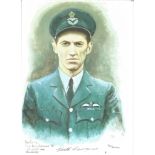Flt/Lt Keith Lawrence WW2 RAF Battle of Britain Pilot signed colour print 12 x 8 inch signed in