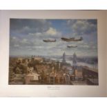 Battle of Britain print 24x20 titled Spitfires Over London by the artist John Young. Good Condition.
