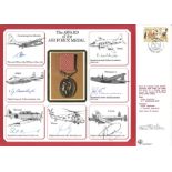 WW2 multisigned cover A4 size. Award of the Air Force Medal signed by John Allen, Ty Barraclough,