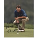 Tom Watson signed 10x8 colour photo. American golfer. Dedicated. Good Condition. All autographs