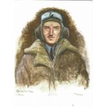 P/O Bob Kings WW2 RAF Battle of Britain Pilot signed colour print 12 x 8 inch signed in Pencil.