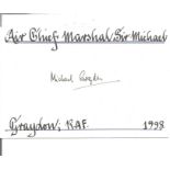 ACM Sir Michael Graydon signed 6 x 4 white card with name and details neatly written to top and