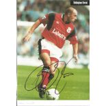 Football Steve Stone signed 12x8 colour magazine photo pictured in action for Nottingham Forest.