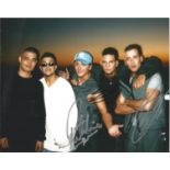 Ritchie Neville, Jason Brown and Scott Robinson from boy band 5 signed 10x8 colour photo. Good