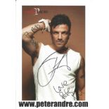 Peter Andre signed 6x4 colour promo card. Dedicated. Good Condition. All autographs are genuine hand