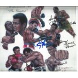 Muhammad Ali The Greatest 12x12 multi signed print signatures include Heavyweight legends Joe