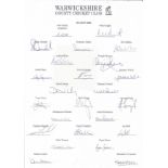 Cricket Warwickshire County Cricket club squad team sheet 2000 season. 24 signatures includes Neil