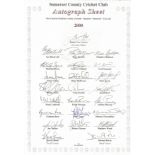 Cricket Somerset County Cricket club squad team sheet 2000 season 24 signatures includes Jamie