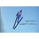 EDDIE "THE EAGLE" EDWARDS signed Ski Jumping 8x12 Photo . Good Condition. All autographs are genuine