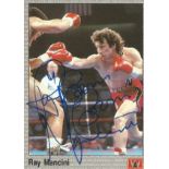 Ray Boom Boom Mancini signed 4x3 Boxing Trading card. Ray Mancini (born Raymond Michael Mancino;