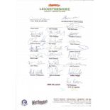 Cricket Leicestershire County Cricket Club 2000 squad team sheet 22 signatures includes Vince Wells,