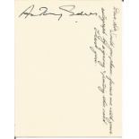 Anthony Eden signature piece. Prime Minister. Good Condition. All autographs are genuine hand signed