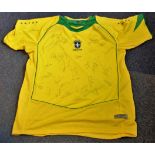 BRAZIL 2004 Shirt signed by 30 inc. Kaka, Guto, Alex Silva, Rafael etc. Good Condition. All