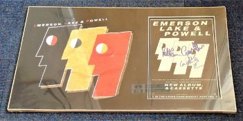 Emerson , Lake & Powell signed new album flyer. Inset next to artwork. Approx overall size 24x14.