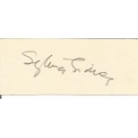 Sylvia Sydney small signature piece. American actress. Good Condition. All autographs are genuine