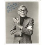 George Burns signed 10x8 black and white photo. Dedicated. Good Condition. All autographs are