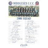 Cricket Middlesex County Cricket Club 2000 squad team sheet 28 signatures includes Justin Langer,