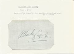 F M Viscount Allenby signature piece. Cptn 11th Hussars, led the expedition against Arabs in
