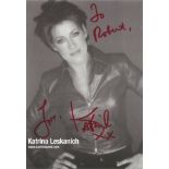 Katrina Leskanich signed 7x5 black and white photo. Singer with Katrina and the Waves. Dedicated.