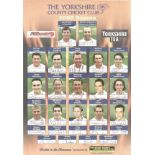 Cricket Yorkshire County Cricket Club squad team sheet 21 signatures includes Michael Vaughan,