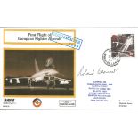 First Flight of European Fighter Aircraft signed pack of 3 FDC. Signed by Roland Beaumont and