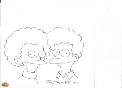 Rich Koslowski signed 8x6 Simpsons original Todd and Rod Flanders doodle. Good Condition. All