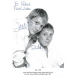James and Oliver Phelps signed 8x6 black and white photo. Dedicated. Good Condition. All