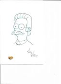 Mike Worley signed 8x6 Ned Flanders original Simpsons doodle. Good Condition. All autographs are