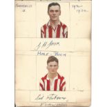 Sheffield Utd 1931/2 season album page with 2 autographs and small photo one side and 1 signature on