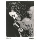 Celetia signed 10x8 black and white photo British singer and songwriter. Good Condition. All