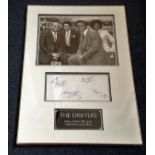 The Drifters signature piece, professionally mounted below black and white photo with engraved